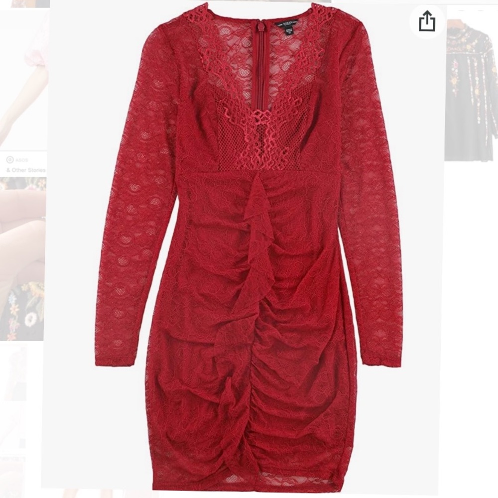 Guess lace ruched mini dress